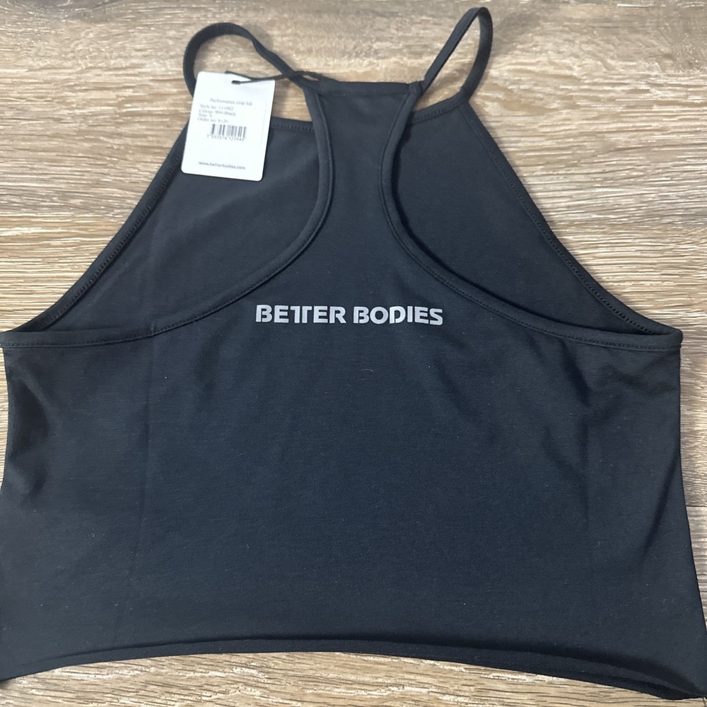 Better Bodies Crop Top Halter S Black Gym Fitness Tank Athleisure NWT - Picture 2 of 7
